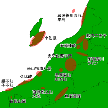 新潟県立自然公園配置図