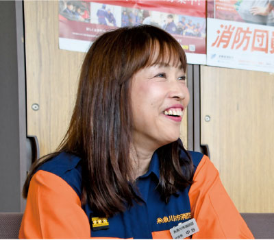 糸魚川市消防団女性分団 分団長 中谷 美代子(なかや みよこ)さん