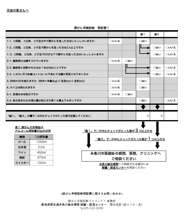 2　膵がん早期診断問診票の画像