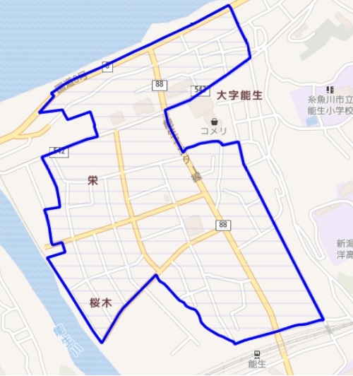居住誘導区域（能生）地図