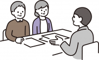 相談をする男女のイラスト