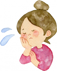 悩んでいる女性のイラスト