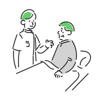 高齢者へ指導を行う理学療法士のイラスト