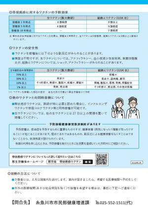 帯状疱疹ワクチンリーフレット（裏面）