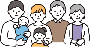 3世代家族のイラスト