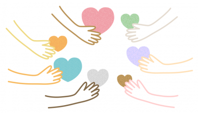 手とハートのイラスト