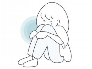 一人で悩む人のイラスト