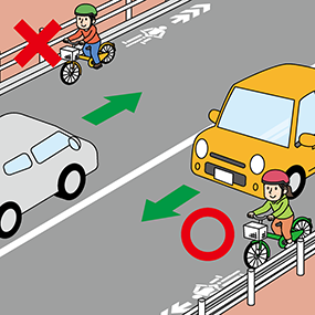 車道は左側を通行（自転車）