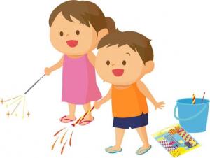 子供がルールを守り、花火で遊んでいます。