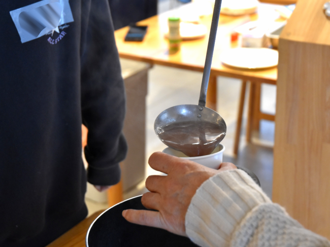 温かいあずきスープ